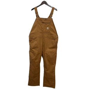 Carhartt Vtg Mens Sz XL Loose Mustard Duck Bib Overalls Canvas Workwear 0R2438-W